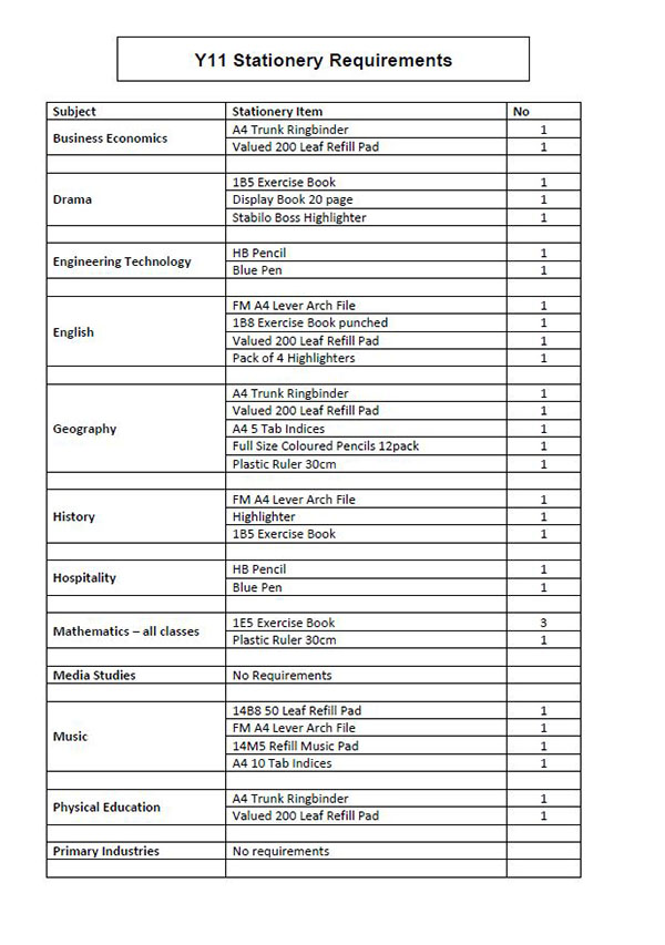 stationery-lists-otamatea-high-school